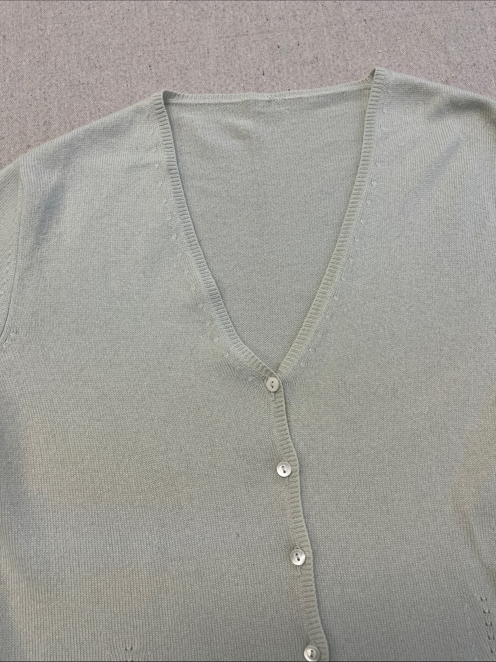 Italian 100% Cashmere Light Green Button Cardigan Sweater - Picture 3 of 14